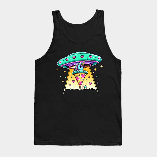 Funny Pizza Unicorn Ufo Tank Top by dukito